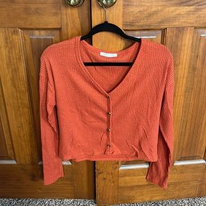 Orange Waffle Knit Shirt